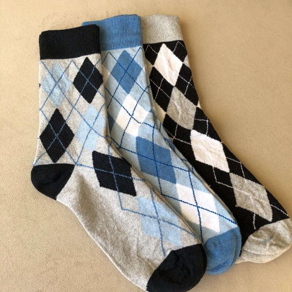 New Men Cotton Socks Argyle Crew Dress Socks 6 Pairs - Picture 5 of 7